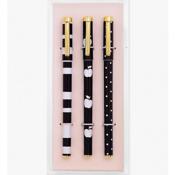 kate spade dots & stripes fine tip pen set with acrylic tray nwt - Picture 1 of 3